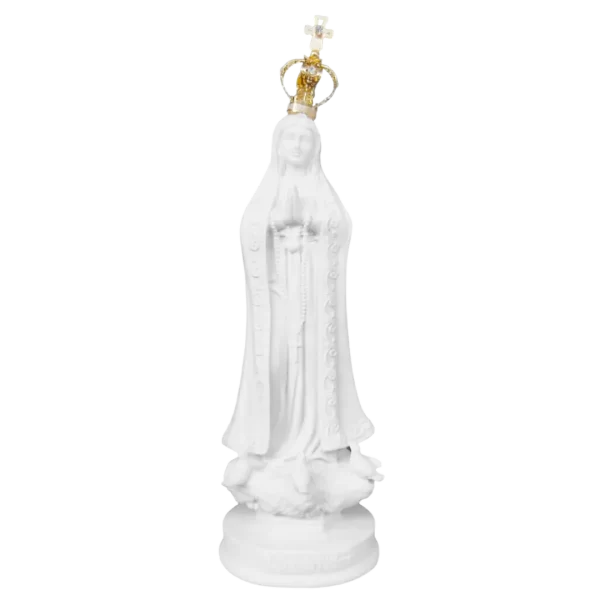 N.Sra de Fátima - Pó de Mármore - 18cm - com coroa banhado a ouro