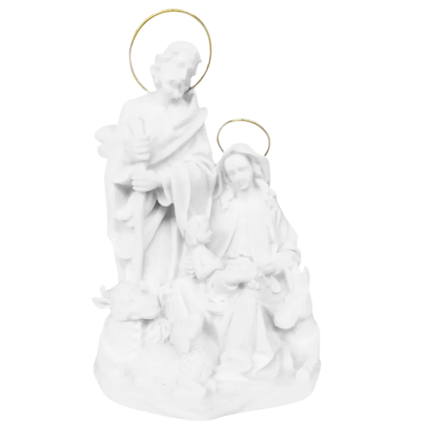 Presépio - Pó de Mármore - 12cm - com resplendor banhado a ouro