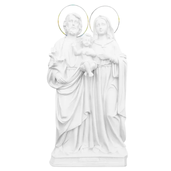 Sagrada Familia - Pó de Mármore - 30cm - com resplendor banhado a ouro