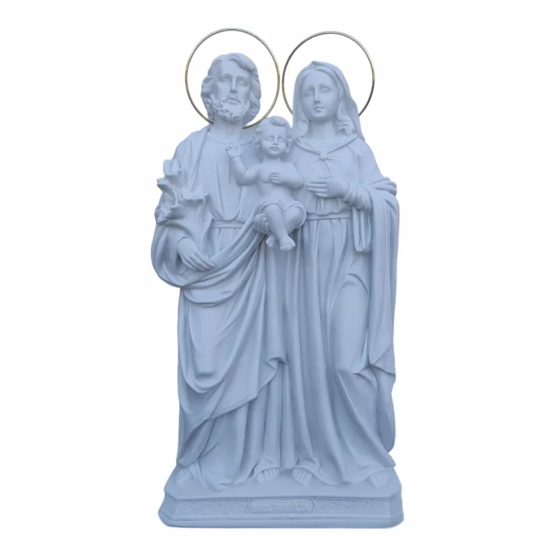 Sagrada Familia - Pó de Mármore - 30cm - com resplendor banhado a ouro