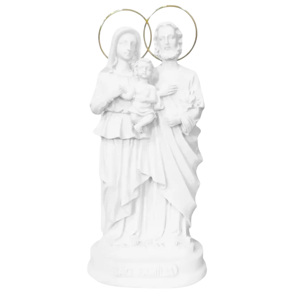 Sagrada Família - Pó de Mármore - 15cm - com resplendor banhado a ouro