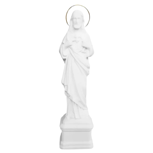 Sagrado Coração de Jesus - Pó de Mármore - 17cm - com resplendor banhado a ouro