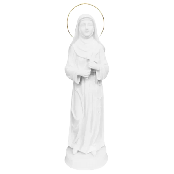 Santa Rita - Pó de Mármore - 20cm - com resplendor banhado a ouro