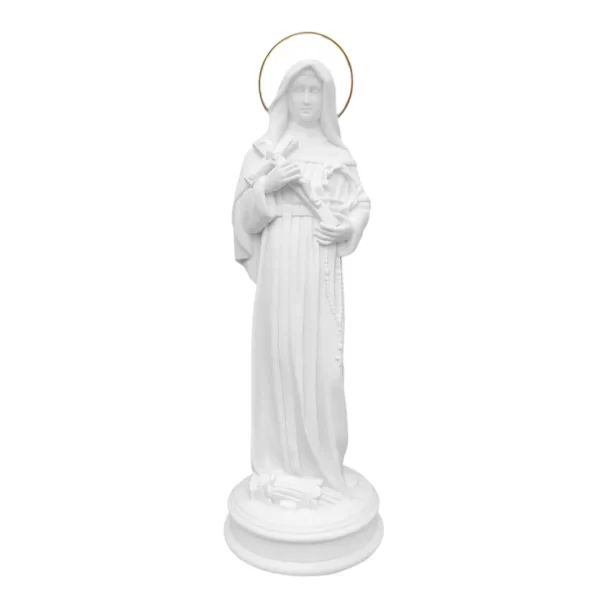 Santa Rita - Pó de Mármore - 31cm - com resplendor banhado a ouro