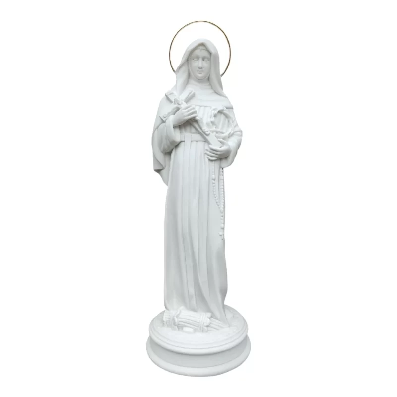 Santa Rita - Pó de Mármore - 31cm - com resplendor banhado a ouro