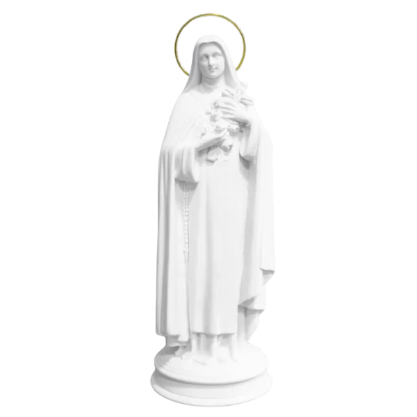 Santa Terezinha - Pó de Mármore - 30cm - com resplendor banhado a ouro