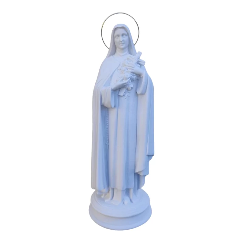 Santa Terezinha - Pó de Mármore - 30cm - com resplendor banhado a ouro