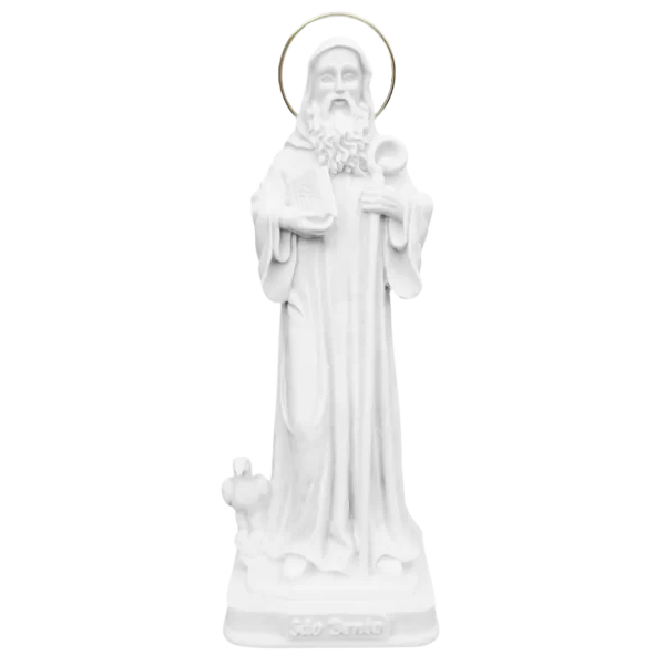 São Bento  - Pó de Mármore - 20cm - com resplendor banhado a ouro