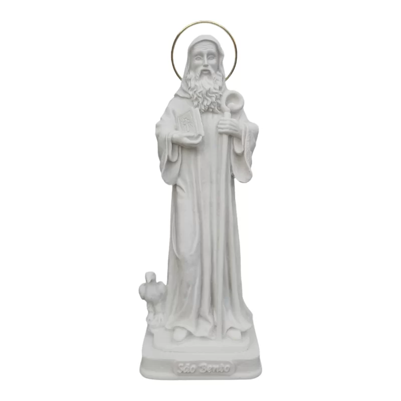 São Bento  - Pó de Mármore - 20cm - com resplendor banhado a ouro