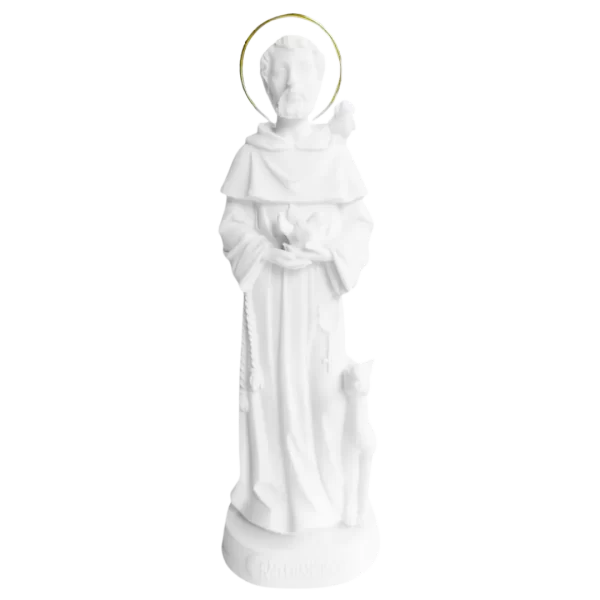 São Francisco - Pó de Mármore - 20cm - com resplendor banhado a ouro