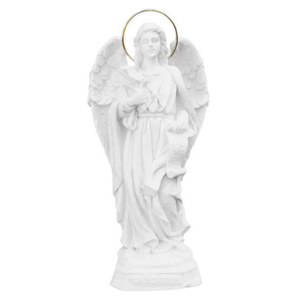São Gabriel - Pó de Mármore - 20cm - com resplendor banhado a ouro