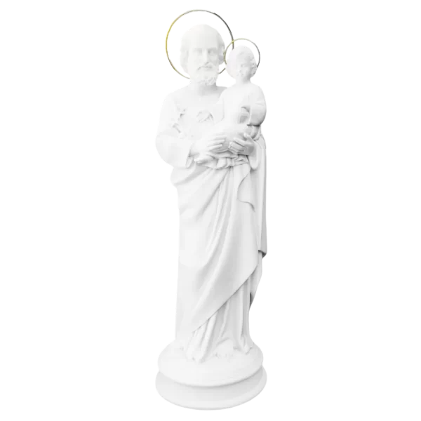 São José - Pó de Mármore - 32cm - com resplendor banhado a ouro