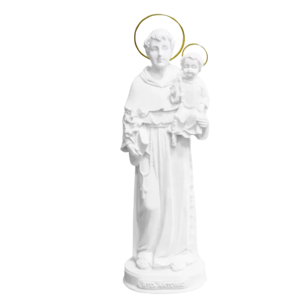 Santo Antônio - Pó de Mármore - 20cm - com resplendor banhado a ouro