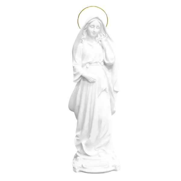 N.Sra Grávida - Pó de Mármore - 31cm - com resplendor banhado a ouro