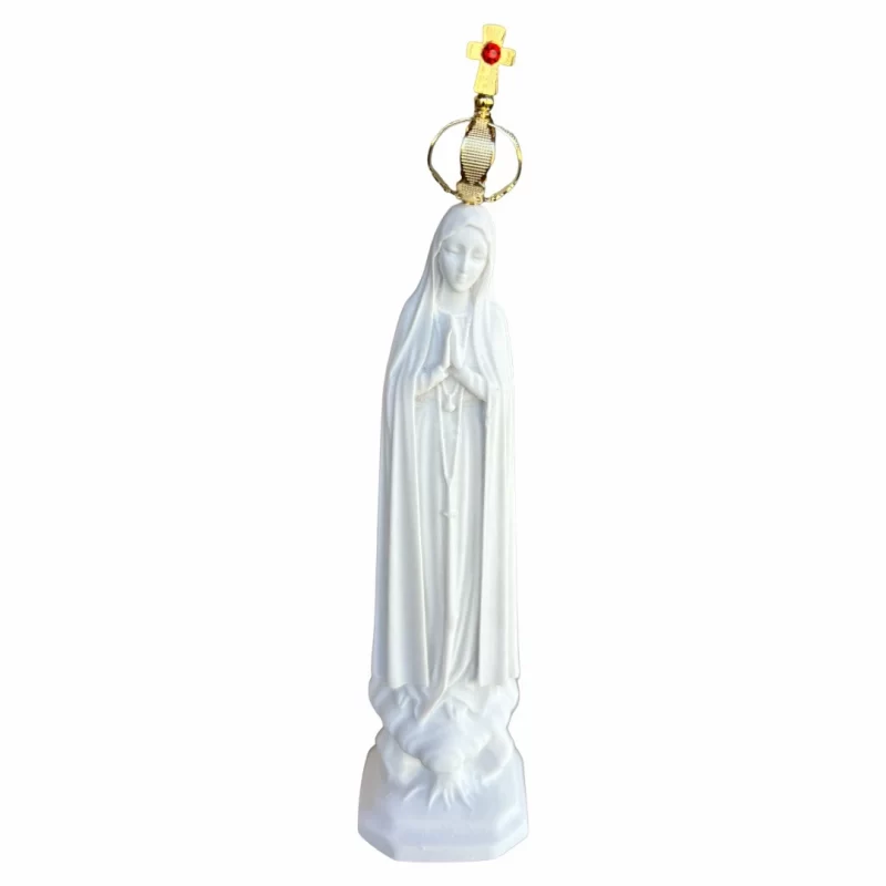 N.Sra de Fátima - Pó de Mármore - 11cm - com resplendor banhado a ouro