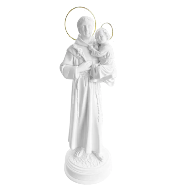 Santo Antônio - Pó de Mármore - 30cm - com resplendor banhado a ouro
