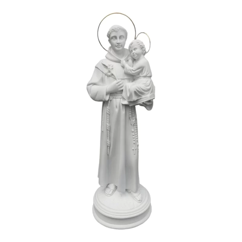 Santo Antônio - Pó de Mármore - 30cm - com resplendor banhado a ouro