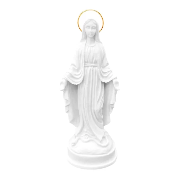N.Sra das Graças - Pó de Mármore - 12cm - com resplendor liso banhado a ouro