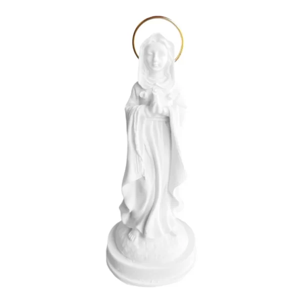 N.Sra da Rosa Mistica - Pó de Mármore - 12cm - com resplendor banhado a ouro