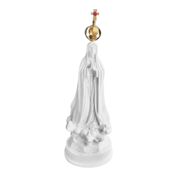 N.Sra de Fátima - Pó de Mármore - 12cm - com coroa banhado a ouro