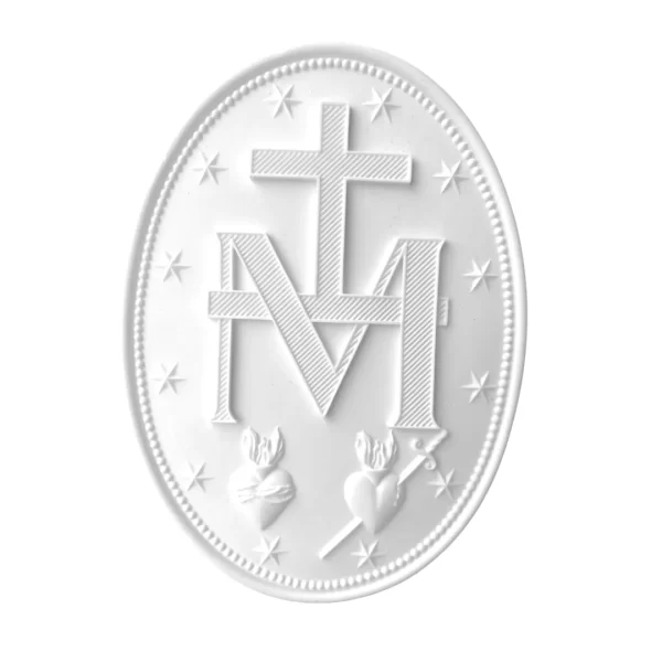 Medalha N.Sra das Graças - verso - Pó de Mármore - 15,5Cx11,5L