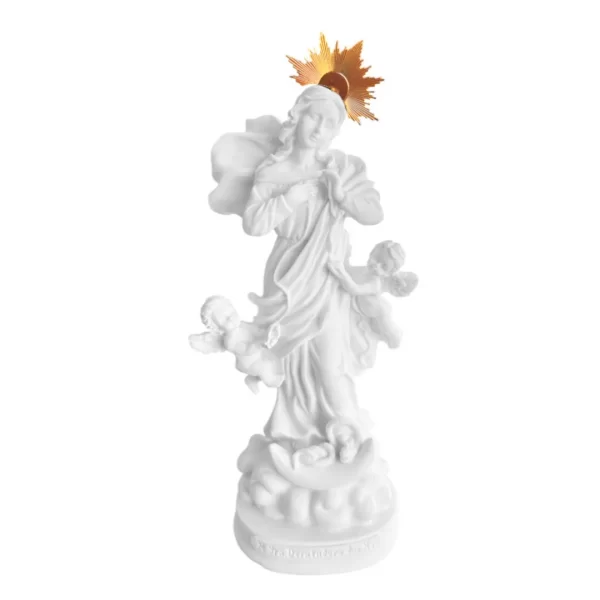 N.Sra Desatadora dos nós - Pó de Mármore - 15cm - com resplendor banhado a ouro