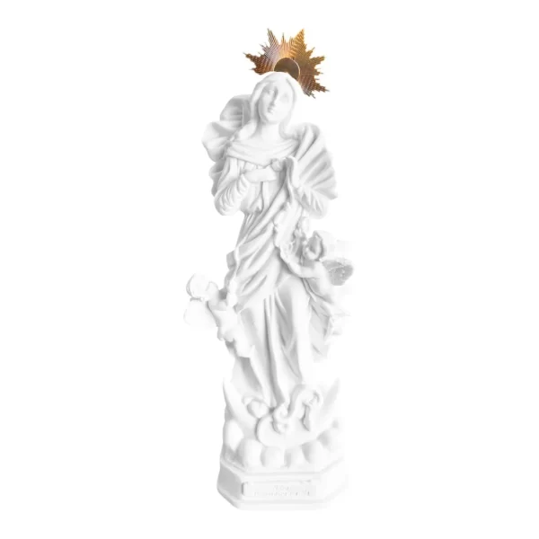 N.Sra Desatadora dos nós - Pó de Mármore - 20cm - com resplendor banhado a ouro