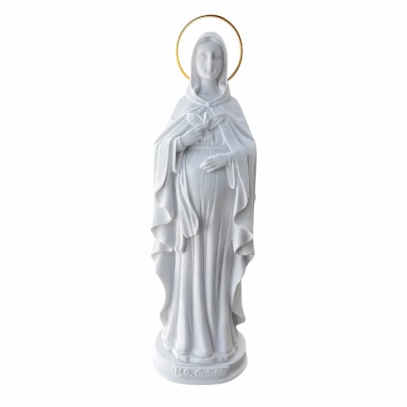 N.Sra Grávida - Pó de Mármore - 21cm - com resplendor banhado a ouro
