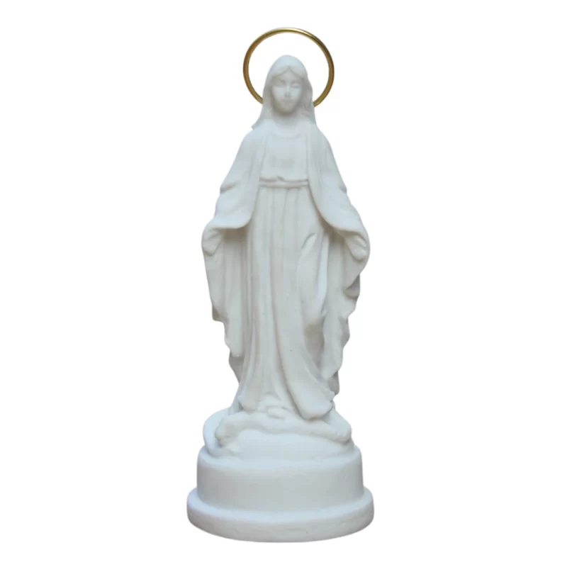 N.Sra das Graças - Pó de Mármore - 9cm - com resplendor banhado a ouro