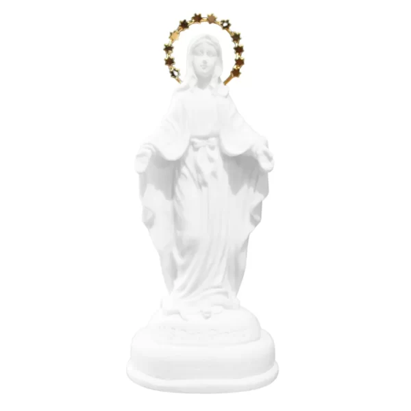 N.Sra das Graças - Pó de Mármore - 10cm - com resplendor estrelado banhado a ouro