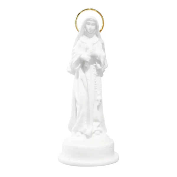 Santa Rita - Pó de Mármore - 9cm - com resplendor banhado a ouro