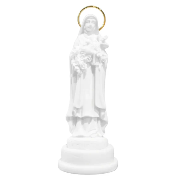 Santa Terezinha - Pó de Mármore - 9cm - com resplendor banhado a ouro