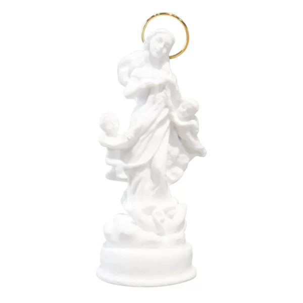 N.Sra Desatadora dos nós - Pó de Mármore - 9cm - com resplendor banhado a ouro