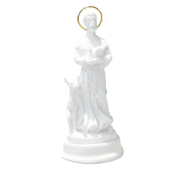 São Francisco - Pó de Mármore - 9cm - com resplendor banhado a ouro