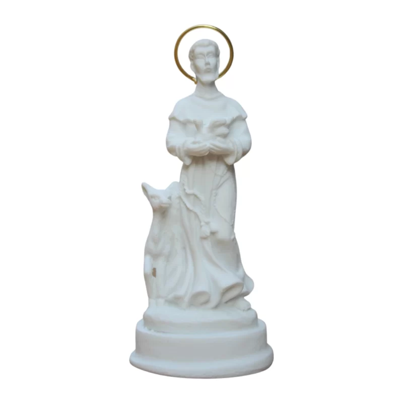 São Francisco - Pó de Mármore - 9cm - com resplendor banhado a ouro