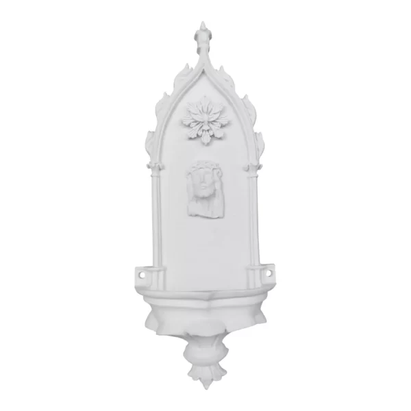 Pia Água Benta Colonial com Rosto de Cristo e Divino - Pó de Mármore