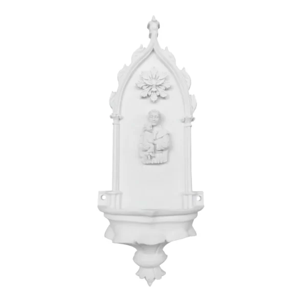 Pia Água Benta Colonial com Santo Antônio e Divino - Pó de Mármore