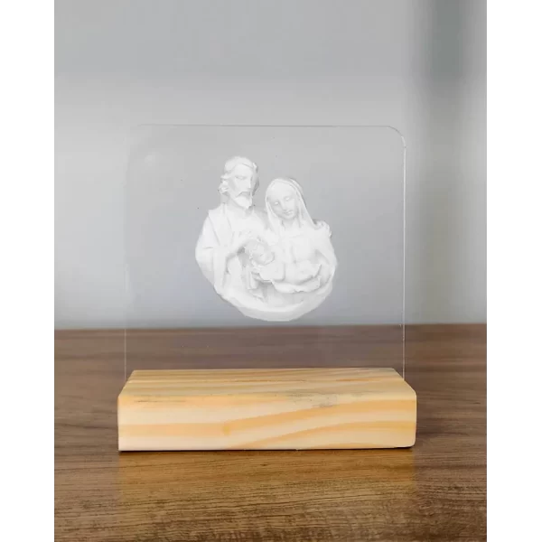 Acrilico com Sagrada Familia  - Pó de Mármore - 11x10cm