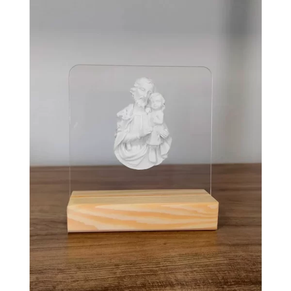 Acrilico com São José  - Pó de Mármore - 11x10cm