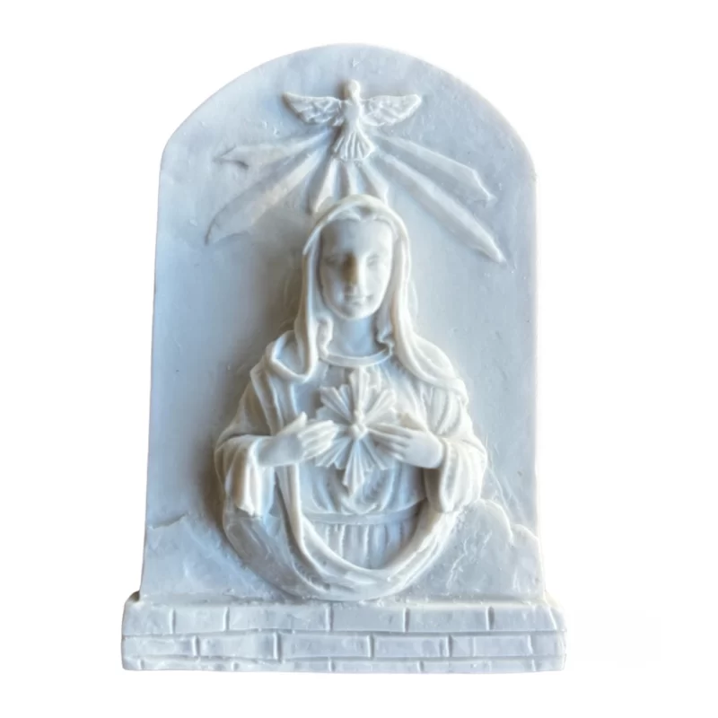 Placa Imaculado Coração de Maria  - Pó de Mármore - 9,5x7cm