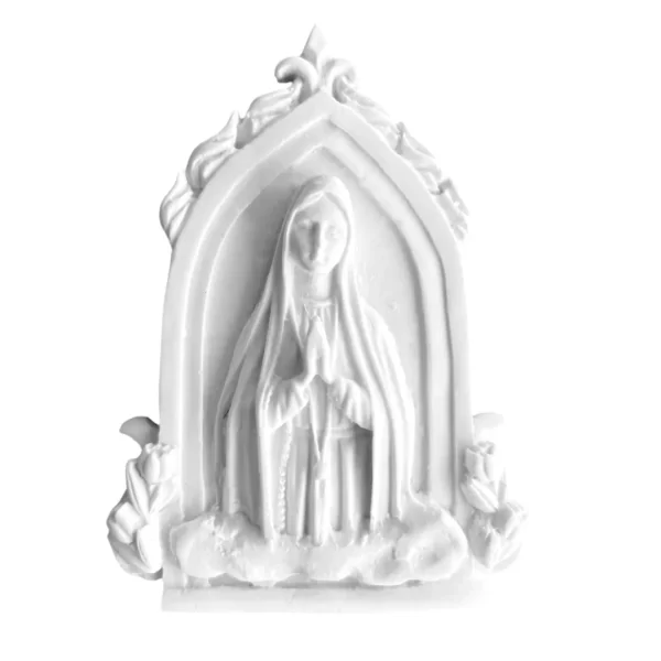 Placa Nossa Senhora de Fatima sem coroa - Pó de Mármore - 10x7,5cm