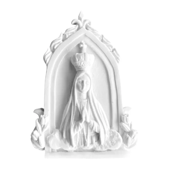 Placa Nossa Senhora de Fatima com coroa - Pó de Mármore - 10x7,5cm