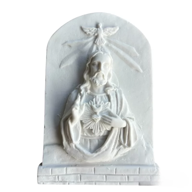 Placa Sagrado C de Jesus - Pó de Mármore - 9,5x7cm