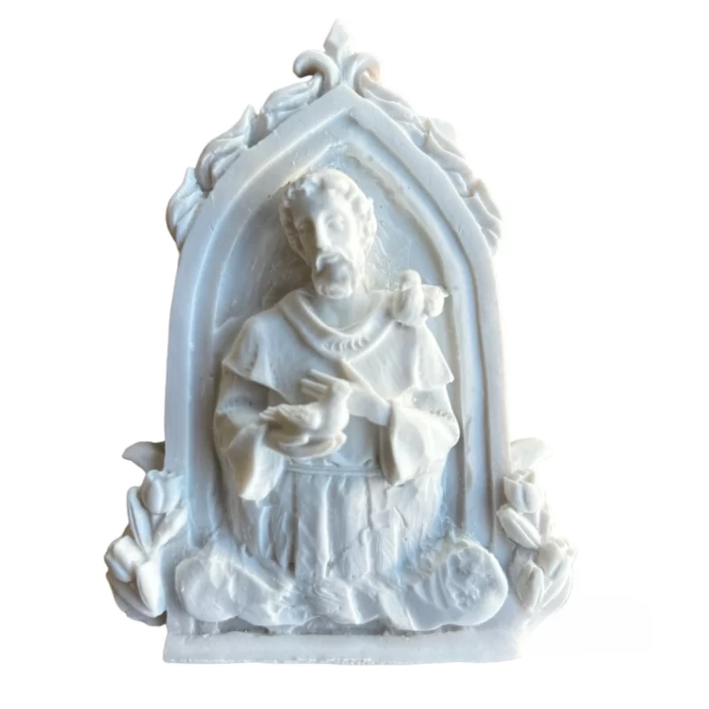 Placa São Francisco - Pó de Mármore - 10x7,5cm