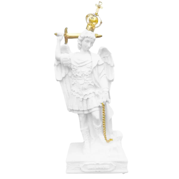 São Miguel do Monte Gargano  - Pó de Mármore - 18cm - com coroa banhado a ouro