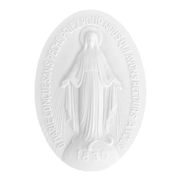 Placa Nossa Senhora das Graças - Pó de Mármore - 13,2x8,1cm