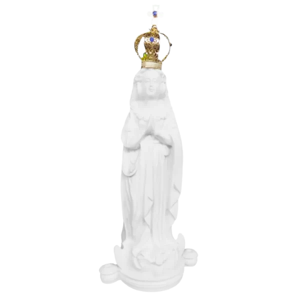 N.Sra Aparecida sem manto - Pó de Mármore - 20cm - com coroa banhado a ouro