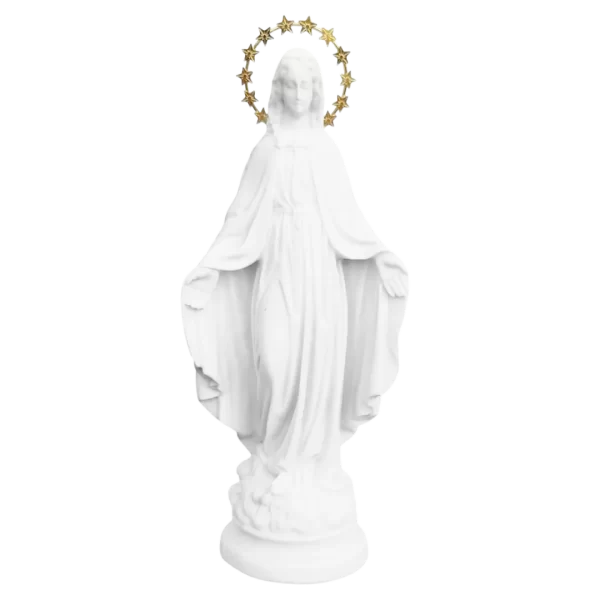 N.Sra das Graças - Pó de Mármore - 15cm - com resplendor banhado a ouro