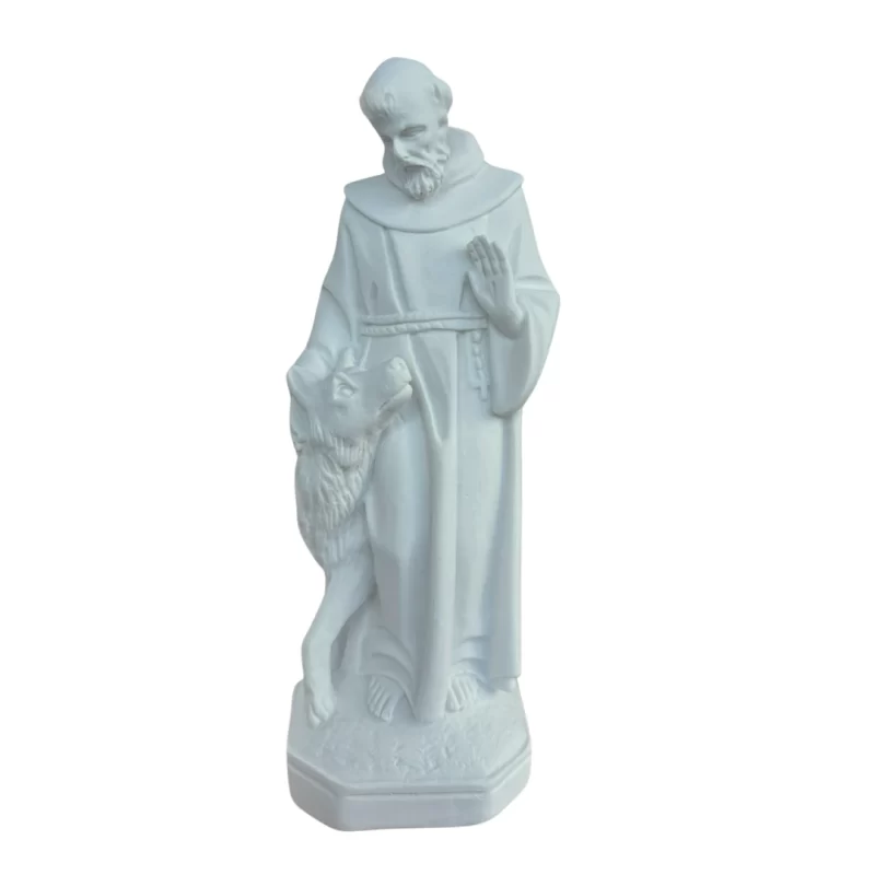São Francisco com Lobo - Pó de Mármore - 20cm
