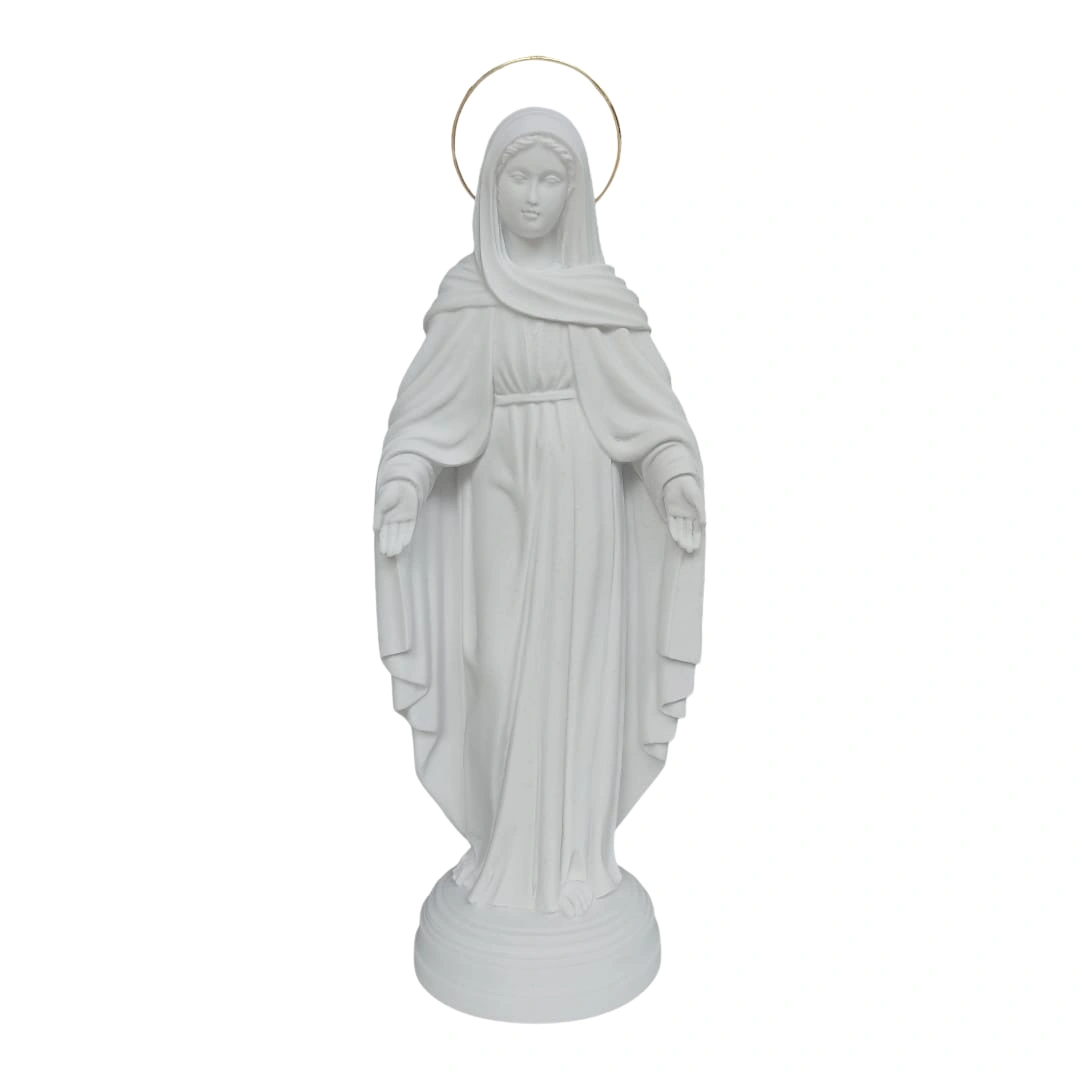 N.Sra das Lágrimas - Pó de Mármore - 30cm - com resplendor banhado a ouro